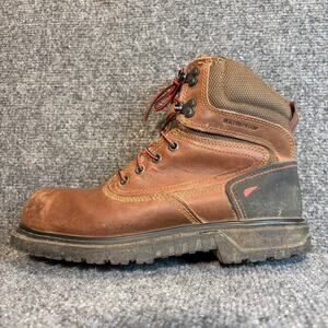 Red Wing Waterproof Brown Leather Safety Toe Work Boots Womens Size 8.5 B